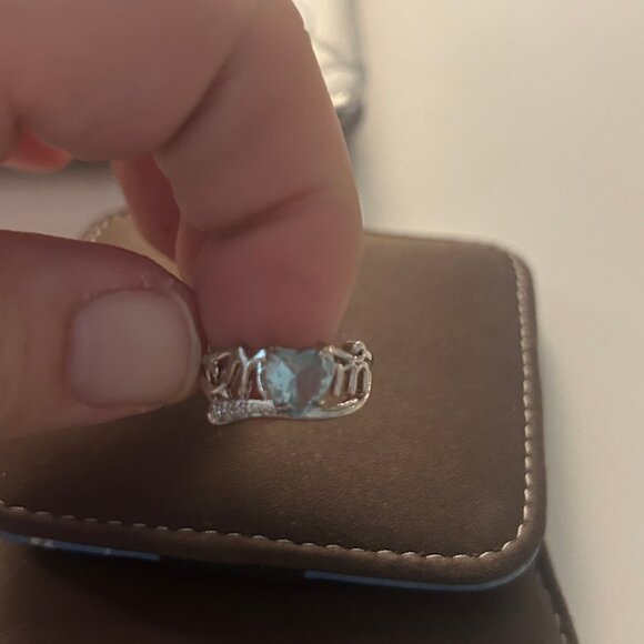 New Silver Mom Ring with Light Blue Stone Size 5 - Picture 1 of 2